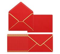 PATIKIL 100 Pack 5 x 7 Envelopes A7 Card Christmas Envelopes V Flap Envelope with Gold Borders for Office Wedding Gift Cards, Invitations, Photos, Graduation (Red)