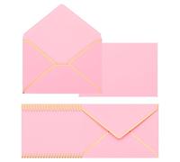 PATIKIL 100 Pack 5 x 7 Envelopes A7 Card Christmas Envelopes V Flap Envelope with Gold Borders for Office Wedding Gift Cards, Invitations, Photos, Graduation (Pink with Rose Gold Border)