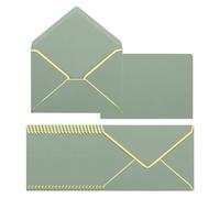 PATIKIL 100 Pack 5 x 7 Envelopes A7 Card Christmas Envelopes V Flap Envelope with Gold Borders for Office Wedding Gift Cards, Invitations, Photos, Graduation (Sage Green)
