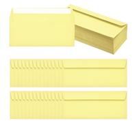 PATIKIL 100 Pack Light Yellow #10 Business Envelopes, Colored Self Seal Letter Size Envelopes for Business Mailing Office Checks Invitation, 24.1 x 10.5 cm