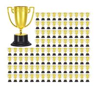 PATIKIL 100 Pack Mini Gold Trophies Award Plastic 3.3 Inch Small Trophy Cups First Place Winner Award Trophies Prize for Sports Soccer Football Tournament Competitions Party Favors