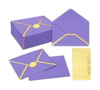 PATIKIL 100 Pcs A7 Envelopes, 5 x 7 Gold Border Invitation Envelopes Mailing Party Envelope for Wedding Invitation Cards Greeting Graduation Birthday Office, Purple