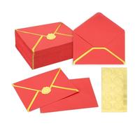 PATIKIL 100 Pcs A7 Envelopes, 5 x 7 Gold Border Invitation Envelopes Mailing Party Envelope for Wedding Invitation Cards Greeting Graduation Birthday Office, Red