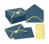 PATIKIL 100 Pcs A7 Envelopes, 5 x 7 Gold Border Invitation Envelopes Mailing Party Envelope for Wedding Invitation Cards Greeting Graduation Birthday Office, Dark Blue