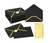 PATIKIL 100 Pcs A7 Envelopes, 5 x 7 Gold Border Invitation Envelopes Mailing Party Envelope for Wedding Invitation Cards Greeting Graduation Birthday Office, Black