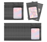 PATIKIL 100 Pcs Anti Tarnish Jewelry Bags, Plastic Zipper Lock Jewelry Pouch for Holding Storage Rings Earrings, 4 x 2.4 Inch, Laser Black