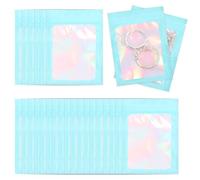 PATIKIL 100 Pcs Anti Tarnish Jewelry Bags, Plastic Zipper Lock Jewelry Pouch for Holding Storage Rings Earrings, 6 x 4 Inch, Laser Blue