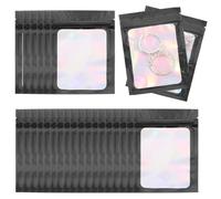 PATIKIL 100 Pcs Anti Tarnish Jewelry Bags, Plastic Zipper Lock Jewelry Pouch for Holding Storage Rings Earrings, 6 x 4 Inch, Laser Black