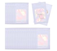 PATIKIL 100 Pcs Anti Tarnish Jewelry Bags, Plastic Zipper Lock Jewelry Pouch for Holding Storage Rings Earrings, 4 x 2.4 Inch, Laser Purple
