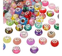 PATIKIL 100 Pcs Assorted European Large Hole Beads, 15mm Acrylic Charm Spacer Beads European Rhinestone Craft Beads for Pen DIY Craft Bracelet Jewelry Making, Mixed Colors