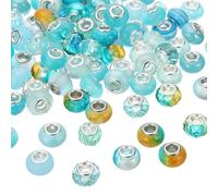 PATIKIL 100 Pcs Assorted European Large Hole Beads, 15mm Acrylic Spacer Beads European Rhinestone Craft Beads for Pen DIY Craft Bracelet Jewelry Making, Lake Blue