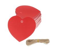 PATIKIL 100 Pcs Blank Gift Tags with String, 2x1.8 Inch Kraft Paper Tags Gift Bags Heart Label with Holes for Wedding Holiday Party Favor Clothes Craft, Red