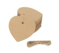 PATIKIL 100 Pcs Blank Gift Tags with String, 2x1.8 Inch Kraft Paper Tags Gift Bags Heart Label with Holes for Wedding Holiday Party Favor Clothes Craft, Brown