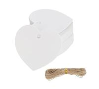 PATIKIL 100 Pcs Blank Gift Tags with String, 2x1.8 Inch Kraft Paper Tags Gift Bags Heart Label with Holes for Wedding Holiday Party Favor Clothes Craft, White