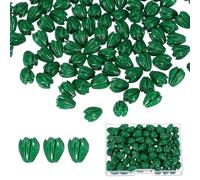 PATIKIL 100 Pcs Coral Flower Beads, 9x6mm Artificial Jasmine Flower Shell Floral Spacer Beads with Transparent Plastic Box for DIY Crafts Accessories, Green