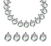 PATIKIL 100 Pcs Faceted Teardrop Crystal Beads,8x10mm Top Drilled Glass Beads Colorful Crystal Shiny Teardrop Dangle Charms for DIY Craft Necklace Bracelet Jewelry Making, Pale Green