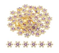 PATIKIL 100 Pcs Flower Crystal Rhinestone Embellishments, 13mm Flatback Glass Rhinestones with Craft Gems Crystal Decoration Button for Clothes DIY Crafting Jewelry Making, Purple