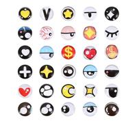 PATIKIL 100 Pcs Glass Cabochon Eyes, 10mm Cabochon Kawaii Doll Craft Eye for Clay Animals Handicrafts DIY Jewelry Projects, Blue/Black/White/Yellow/Red (215#)