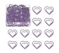 PATIKIL 100 Pcs Heart Shape Paper Clip, Metal Cute Small Paper Clamp Clips for Office Supplies Craft Scrapbook Document Note Sorting, Plastic Coating, Purple