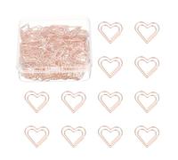 PATIKIL 100 Pcs Heart Shape Paper Clip, Metal Cute Small Paper Clamp Clips for Office Supplies Craft Scrapbook Document Note Sorting, Electroplating, Rose Gold