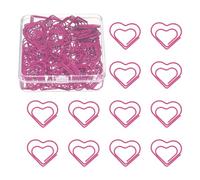 PATIKIL 100 Pcs Heart Shape Paper Clip, Metal Cute Small Paper Clamp Clips for Office Supplies Craft Scrapbook Document Note Sorting, Plastic Coating, Rose Red