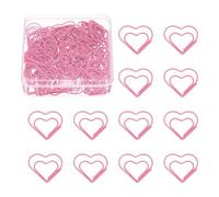 PATIKIL 100 Pcs Heart Shape Paper Clip, Metal Cute Small Paper Clamp Clips for Office Supplies Craft Scrapbook Document Note Sorting, Plastic Coating, Pink