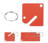 PATIKIL 100 Pcs Key Tags, 1.5" Plastic Hanging Tag Slotted Key Tags Square Blank Writeable Durable with Metal Ring for Cabinet Boxes Lockers Identifiers Home Garage, Red