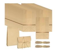 PATIKIL 100 Pcs Kraft Paper Treat Bags, 11" x 5.9" Greaseproof Kraft Candy Bags Favor Gift with Jute Rope Soap Wrappers for Homemade Soap Gift Crafts, Brown