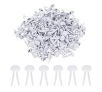 PATIKIL 100 Pcs Paper Brass Fasteners Split Pins Pastel Mini Metal Brads Round Head Plated Fastener for Craft Art Scrapbooking DIY Supplies, White, 8 x 15 mm