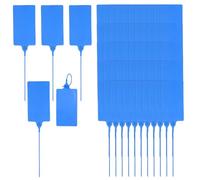PATIKIL 100 Pcs Plastic Tags, Hanging Label Tags Blank Zip Ties Writable Waterproof Storage Key Signs for Labeling Shipping Marking Identification Inventory, 105x65mm, Blue
