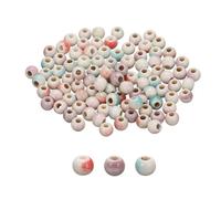 PATIKIL 100 Pcs Porcelain Beads, 6 mm Round Ceramic Handmade Spacer Loose Beads for Bracelet Necklace Earring Jewelry Making DIY Crafts, Light Mixed Color