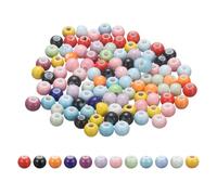 PATIKIL 100 Pcs Porcelain Beads, 6 mm Round Ceramic Handmade Spacer Loose Beads for Bracelet Necklace Earring Jewelry Making DIY Crafts, Mixed Color