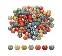 PATIKIL 100 Pcs Porcelain Beads, 8 mm Round Ceramic Handmade Spacer Loose Beads for Bracelet Necklace Earring Jewelry Making DIY Crafts, Flower Glaze Mixed Color