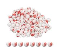 PATIKIL 100 Pcs Porcelain Beads, 8 mm Round Ceramic Handmade Spacer Loose Beads for Bracelet Necklace Earring Jewelry Making DIY Crafts, White Red Spotted