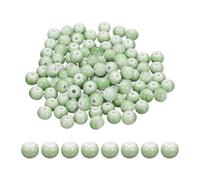 PATIKIL 100 Pcs Porcelain Beads, 8 mm Round Ceramic Handmade Spacer Loose Beads for Bracelet Necklace Earring Jewelry Making DIY Crafts, Mist Green Crackle