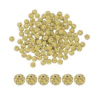 PATIKIL 100 Pcs Rhinestone Beads for Jewelry Making, 10mm Shiny Round Disco Ball Bead Sparkle Crystal Clay Beads with Hole for Bracelet Necklace DIY Crafting, Light Yellow