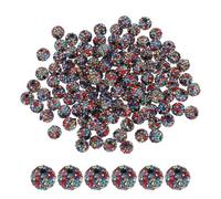 PATIKIL 100 Pcs Rhinestone Beads for Jewelry Making, 10mm Shiny Round Disco Ball Beads Sparkle Crystal Clay Beads with Hole for Bracelet Necklace DIY Crafting, Black Colored