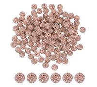 PATIKIL 100 Pcs Rhinestone Beads for Jewelry Making, 10mm Shiny Round Disco Ball Beads Sparkle Crystal Clay Beads with Hole for Bracelet Necklace DIY Crafting, Light Peach
