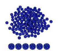 PATIKIL 100 Pcs Rhinestone Beads for Jewelry Making, 10mm Shiny Round Disco Ball Beads Sparkle Crystal Clay Spacer with Hole for Bracelet Necklace DIY Crafting, Dark Blue