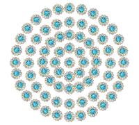 PATIKIL 100 Pcs Sew on Rhinestones Crystals 10mm 2 Layers Sewing Sunflower Flower Claw Rhinestones Crystals Glass Gems Metal Base for Wedding Dress Clothes Crafts Decoration, Lake Blue
