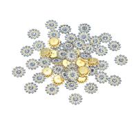 PATIKIL 100 Pcs Sew on Rhinestones Crystals 14mm, 3 Layers Sewing Flower Claw Rhinestones Glass Gems Metal Base for Craft Dress Clothes Belt Decoration, Blue
