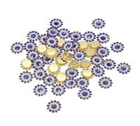 PATIKIL 100 Pcs Sew on Rhinestones Crystals 14mm, 3 Layers Sewing Flower Claw Rhinestones Glass Gems Metal Base for Craft Dress Clothes Belt Decoration, Dark Blue