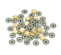 PATIKIL 100 Pcs Sew on Rhinestones Crystals 14mm, 3 Layers Sewing Flower Claw Rhinestones Glass Gems Metal Base for Craft Dress Clothes Belt Decoration, Dark Green
