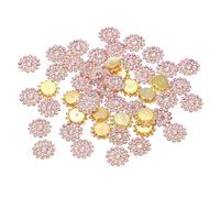 PATIKIL 100 Pcs Sew on Rhinestones Crystals 14mm, 3 Layers Sewing Flower Claw Rhinestones Glass Gems Metal Base for Craft Dress Clothes Belt Decoration, Pink