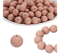 PATIKIL 100 Pcs Silicone Beads Bulk, Coffee 15mm Silicone Round Focal Loose Beads for Keychain Pens Bracelets Necklace DIY Crafts Making