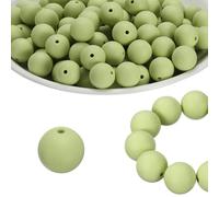 PATIKIL 100 Pcs Silicone Beads Bulk, Green 15mm Silicone Round Focal Loose Beads for Keychain Pens Bracelets Necklace DIY Crafts Making