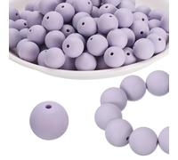 PATIKIL 100 Pcs Silicone Beads Bulk, Light Grey Purple 15mm Silicone Round Focal Loose Beads for Keychain Pens Bracelets Necklace DIY Crafts Making