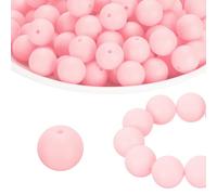 PATIKIL 100 Pcs Silicone Beads Bulk, Light Pink 15mm Silicone Round Focal Loose Beads for Keychain Pens Bracelets Necklace DIY Crafts Making