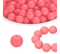 PATIKIL 100 Pcs Silicone Beads Bulk, Pink 15mm Silicone Round Focal Loose Beads for Keychain Pens Bracelets Necklace DIY Crafts Making