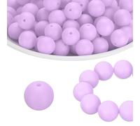 PATIKIL 100 Pcs Silicone Beads Bulk, Purple 15mm Silicone Round Focal Loose Beads for Keychain Pens Bracelets Necklace DIY Crafts Making